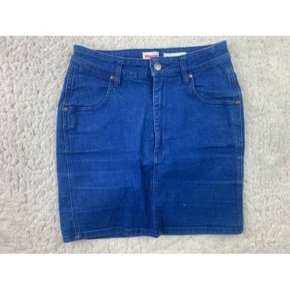 Wrangler Hi Mini Size S Womens Skirt Stretch Medium Wash - Picture 1 of 3